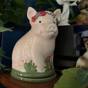 The Pioneer Woman Pig Fragrance Warmer OS Pink  Floral Ceramic Farmhouse